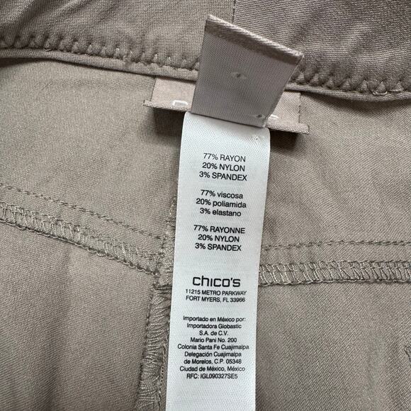 CHICOS Khaki Slim Leg Capri Pants Size 3 XL 16 Rayon Stretch Office Career - Picture 4 of 7